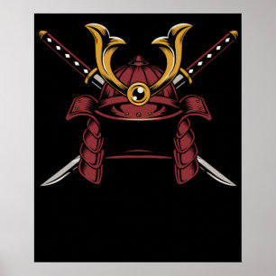 Samurai Helmet Japanse Samurai Warrior Poster