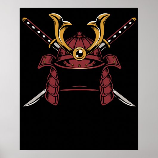 Samurai Helmet Japanse Samurai Warrior Poster (Voorkant)