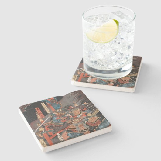 Samurai Hero Minamoto no Yorimitsu Stenen Onderzetter (Zijkant)