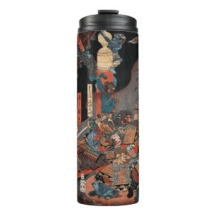 Samurai Hero Yorimitsu:  Japans houtblok Thermosbeker