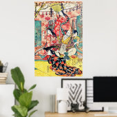 Samurai Hideyoshi en Wives 1805 Blauwgroen Poster (Thuiskantoor)