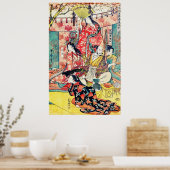 Samurai Hideyoshi en Wives 1805 Blauwgroen Poster (Keuken)