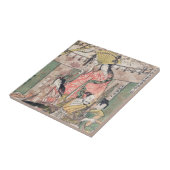 Samurai Hideyoshi en Wives Kitagawa Utamaro Tegeltje (Zijkant)