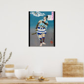 Samurai Holding a Katana, Tsukioka Yoshitoshi Poster (Keuken)
