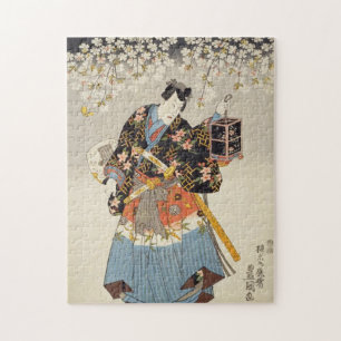 Samurai Holding Lantern Katana Ukiyo-e Puzzle Legpuzzel