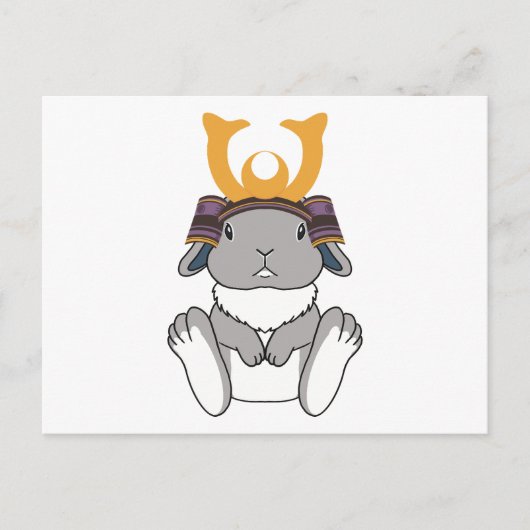 Samurai Holland Lop Rabbit Warrior Gray Briefkaart (Voorkant)