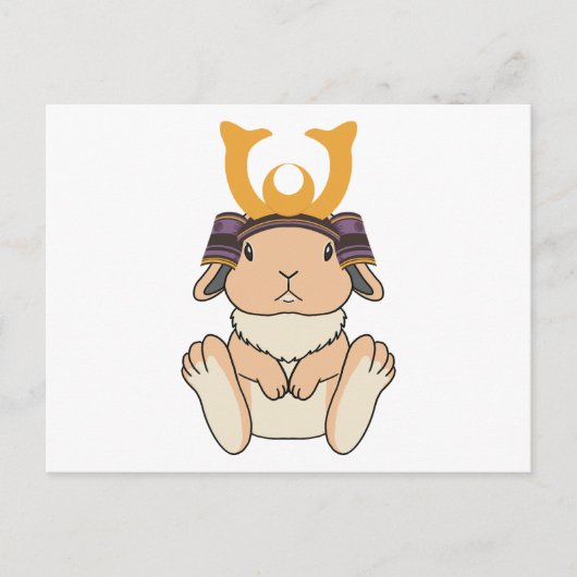Samurai Holland Lop Rabbit Warrior Orange Briefkaart (Voorkant)