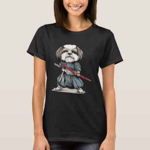 Samurai Hond Japanse Ukiyo e Style Lhasa Apso Hond T-shirt