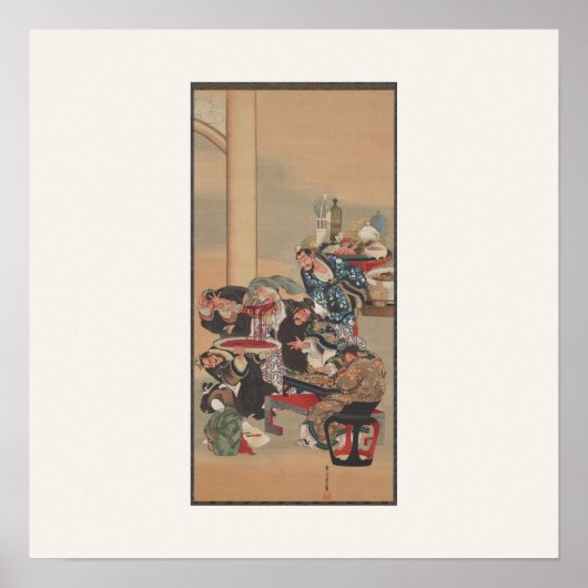 Samurai-houtsnede - Kuniyoshi vierkant Poster (Voorkant)