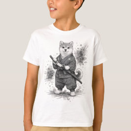 【Samurai Husky Ink Art T-Shirt】 T-shirt