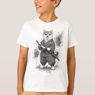 【Samurai Husky Ink Art T-Shirt】 T-shirt