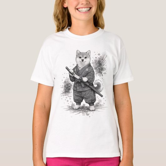 【Samurai Husky Ink Art Women’s T-Shirt】 T-shirt (Voorkant)