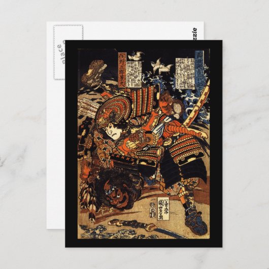 Samurai in Combat, ongeveer 1800's Briefkaart (Voorkant / Achterkant)