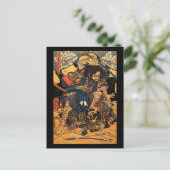 Samurai in Combat, ongeveer 1800's Briefkaart (Staand voorkant)