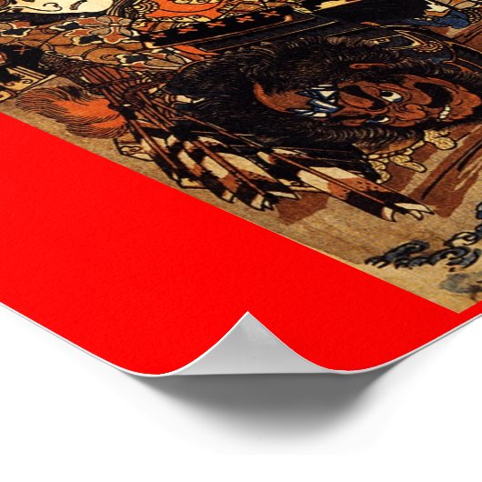 Samurai in Combat, ongeveer 1800's Poster (Hoek)