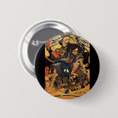 Samurai in Combat, ongeveer 1800's Ronde Button 5,7 Cm (Voorkant /achterkant)