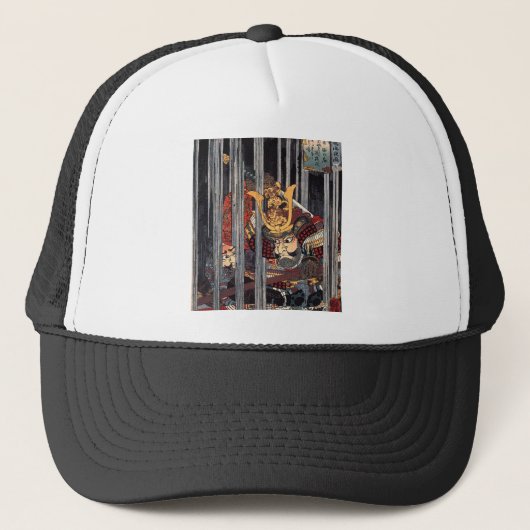 Samurai in de regen, ongeveer 1800. trucker pet (Voorkant)