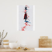 Samurai in Red Robe on White Poster (Keuken)
