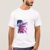 Samurai Ink Art T-Shirt-Double Sided Blue & Green T-shirt (Voorkant)