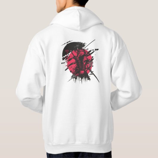 Samurai Ink Hoodie Rood & Zwart Japanse Warrior ku (Achterkant)