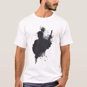 Samurai Ink Silhouette Dark Warrior Art T-shirt (Voorkant)