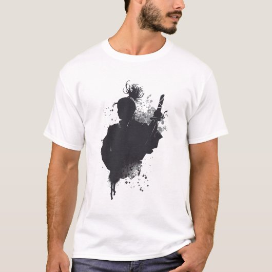 Samurai Ink Silhouette Dark Warrior Art T-shirt (Voorkant)