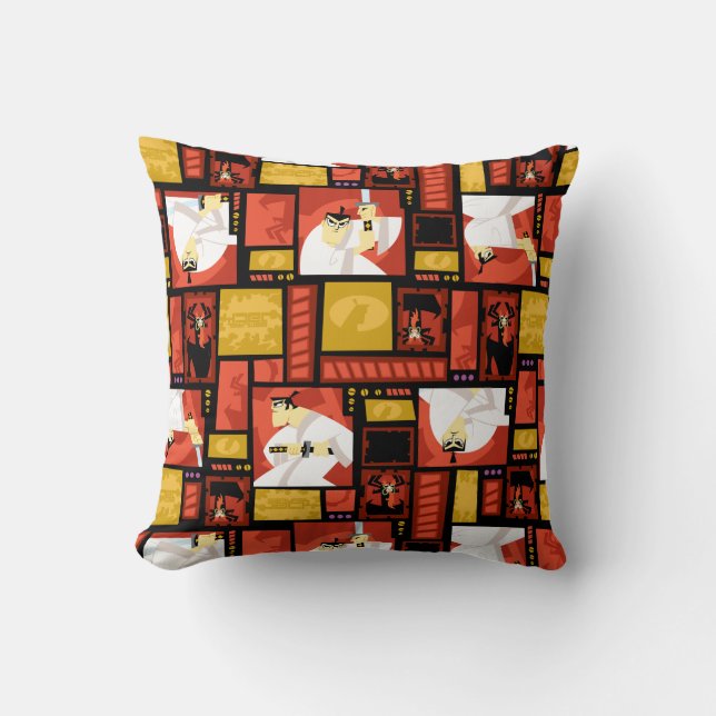 Samurai Jack & Aku Character Art Panel Pattern Kussen (Voorkant)