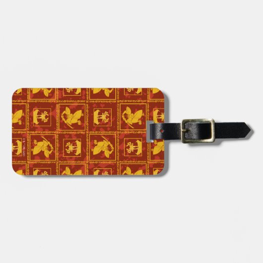 Samurai Jack & Aku Golden Silhouette Tile Pattern Bagagelabel (Voorkant horizontaal)