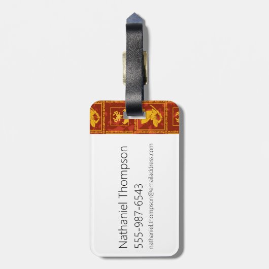 Samurai Jack & Aku Golden Silhouette Tile Pattern Bagagelabel (Achterkant verticaal)