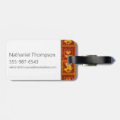 Samurai Jack & Aku Golden Silhouette Tile Pattern Bagagelabel (Achterkant horizontaal)