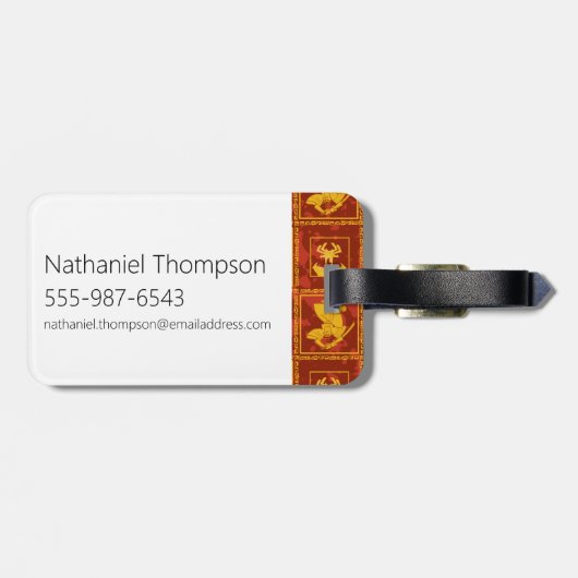 Samurai Jack & Aku Golden Silhouette Tile Pattern Bagagelabel (Achterkant horizontaal)