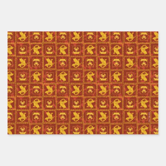 Samurai Jack & Aku Golden Silhouette Tile Pattern Inpakpapier Vel (Voorkant 3)