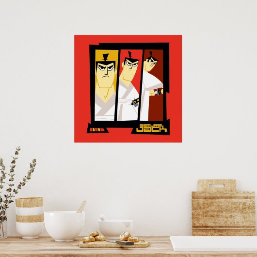 Samurai Jack Character Tri-Panel Futuristic Frame Poster (Keuken)