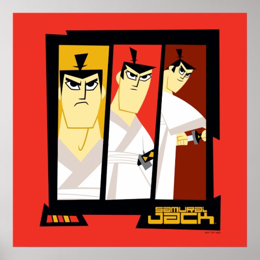 Samurai Jack Character Tri-Panel Futuristic Frame Poster (Voorkant)