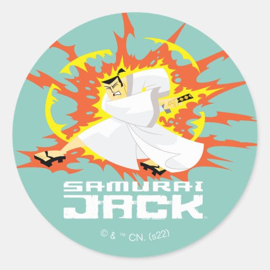 Samurai Jack Energy Graphic Ronde Sticker (Voorkant)