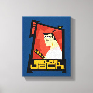 Samurai Jack glimlachend futuristisch Lijst Grafis Canvas Afdruk
