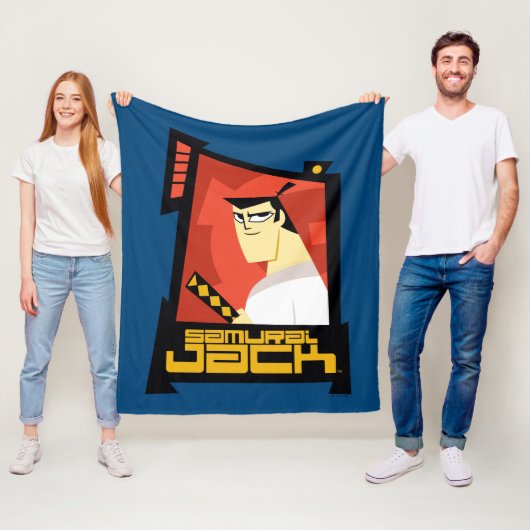 Samurai Jack glimlachend futuristisch Lijst Grafis Fleece Deken (In situ)