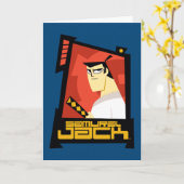 Samurai Jack glimlachend futuristisch Lijst Grafis Kaart (Gele Bloem)