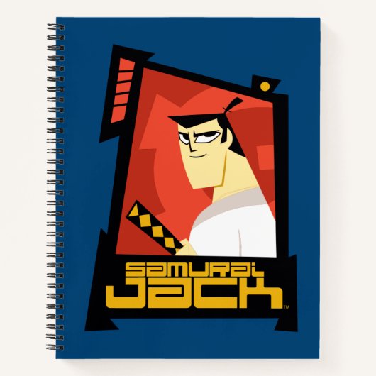 Samurai Jack glimlachend futuristisch Lijst Grafis Notitieboek (Voorkant)