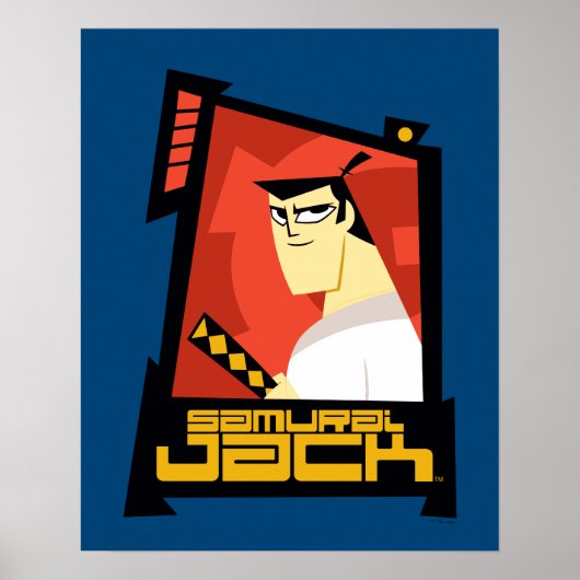 Samurai Jack glimlachend futuristisch Lijst Grafis Poster (Voorkant)