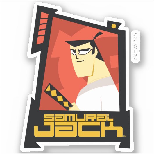 Samurai Jack glimlachend futuristisch Lijst Grafis Sticker (Voorkant)