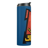 Samurai Jack glimlachend futuristisch Lijst Grafis Thermosbeker (Gedraaid links)