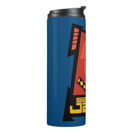 Samurai Jack glimlachend futuristisch Lijst Grafis Thermosbeker (Gedraaid links)