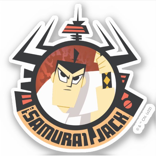 Samurai Jack In Aku Futuristic Frame Sticker (Voorkant)