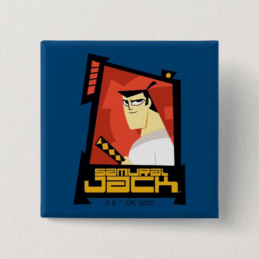 Samurai Jack Lachende Futuristische Frame Grafiek Vierkante Button 5,1 Cm (Voorkant)