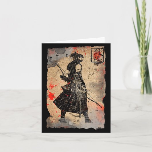 Samurai Japanese Retro Art Print Bushido Premium T Kaart (Voorkant)