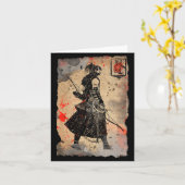 Samurai Japanese Retro Art Print Bushido Premium T Kaart (Gele Bloem)