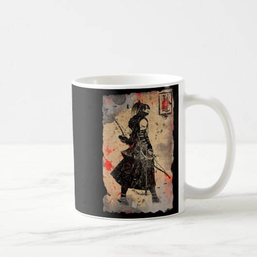 Samurai Japanese Retro Art Print Bushido Premium T Koffiemok (Rechts)