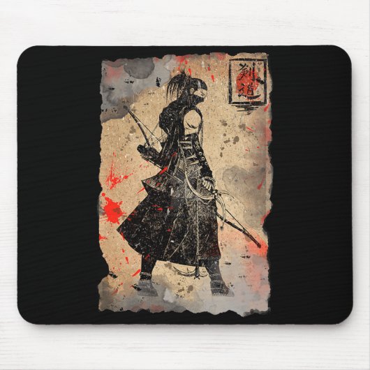 Samurai Japanese Retro Art Print Bushido Premium T Muismat (Voorkant)
