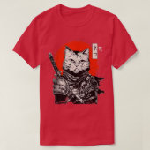 Samurai Japans kat Bushido Warrior, Katana Sword T-shirt (Design voorkant)